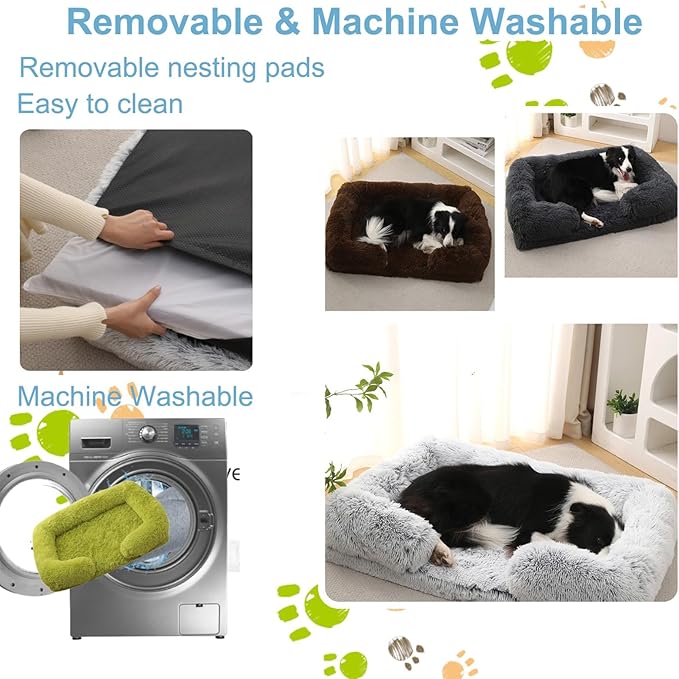 Dog Beds Large Sized dog Orthopedic, Sofa Dog Bed with Waterproof Lining and Nonskid Bottom, Rectangle Washable Dog Bed for Medium Small Dogs and Cats Comfortable ( Color : Green , Size : 23 x 18" )