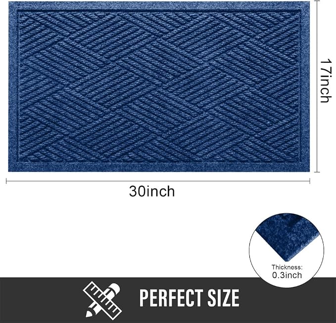 HIYARD Sturdy Front Door Mat, Absorbent Muddy Dirt Resist Welcome Door Mats