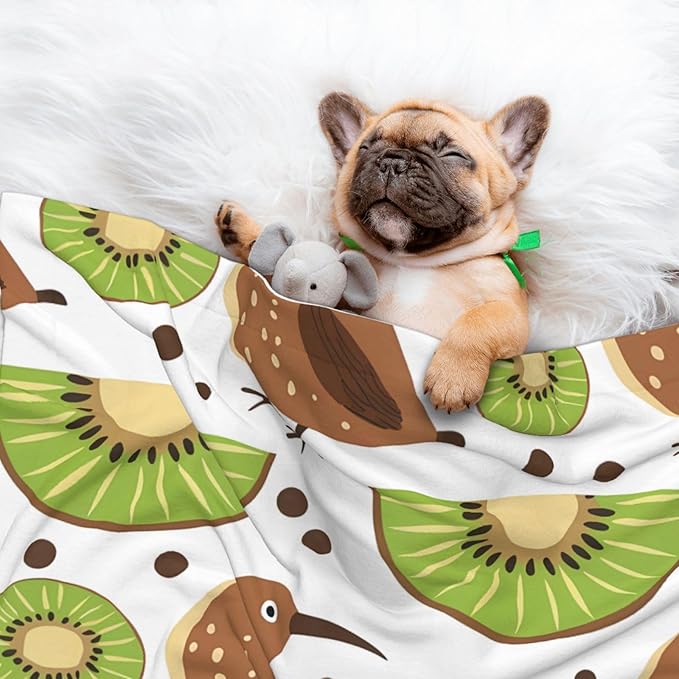 Kiwi Birds Kiwi Fruit Slices Dog Blankets for Small Dogs, Puppy Blanket Cute Pet Blanket for Dog, Puppy, Cat, Kitten Medium