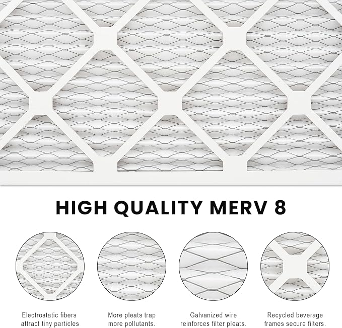 4pack 8x8x1 Air Filter MERV 8, HVAC/Furnace AC Filter Replacement, Dust