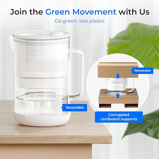 Waterdrop Large Glass Water Filter Pitcher, Eco-Friendly,