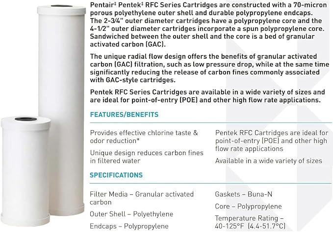 Pentair Pentek RFC-20 Carbon Water Filter, Whole House Radial Flow Carbon