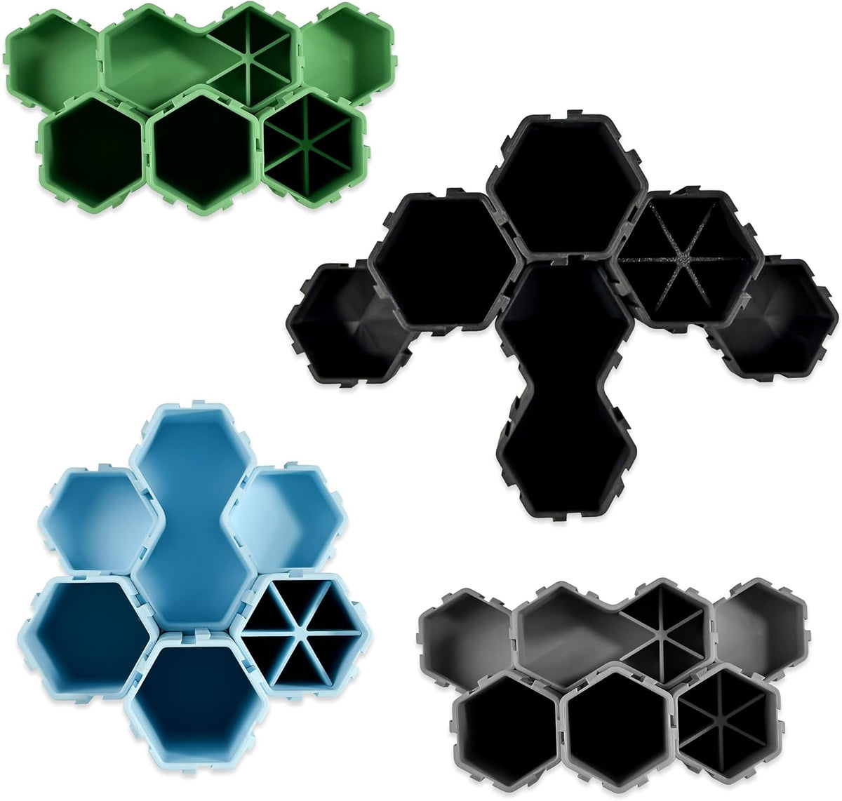 Glassboard Studio Hexaflex Organizer Set - Pen and Pencil Holder for Desk, Versatile Hexagon Design, Adjustable Dividers, 12 Color Options - Desk and Office Organization (Seaside Teal)