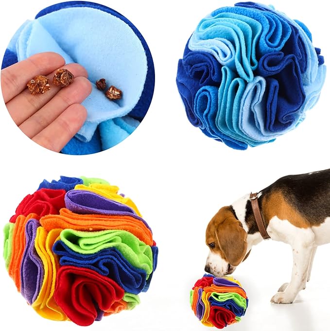 2 Packs Snuffle Ball for Dogs Stress Relief Interactive Dog Enrichment Toys Dog Sniff Mat Pet Snuffle Ball Toy Foraging Mat Dogs Treat Ball Pad Dog Puzzle Toys for Anxiety Relief Enhance Sniffing