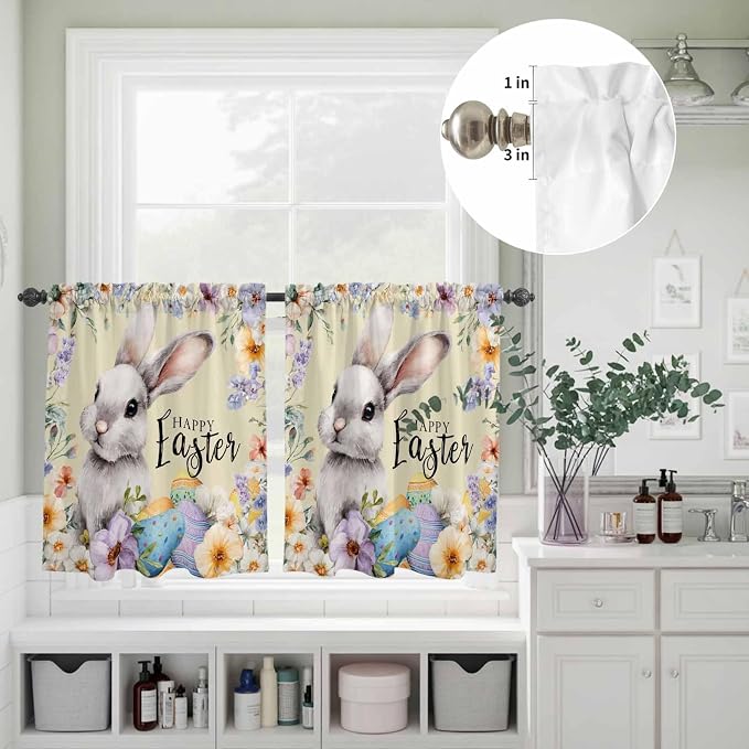 Happy Easter Kitchen Curtains Set 3 Piece