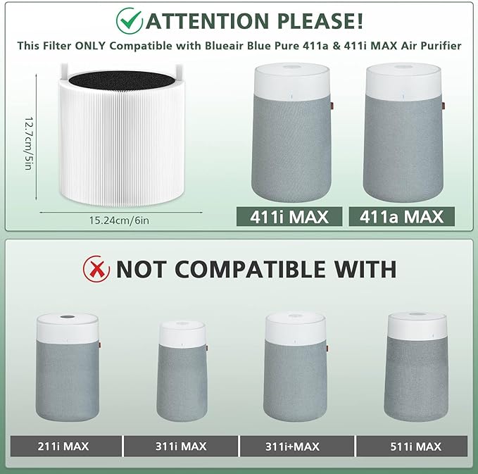 2 Pack 411i Max & 411a Max Replacement Filter Compatible