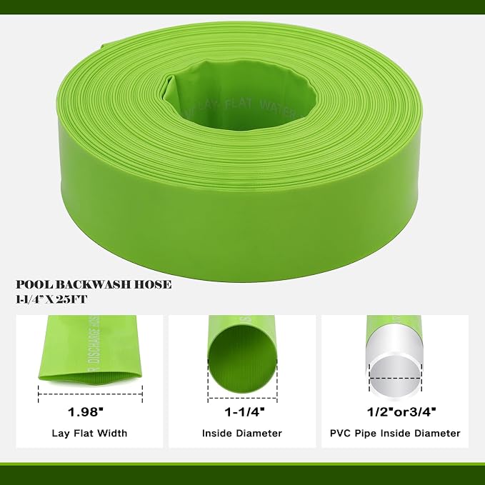 Eastrans 1-1/4'' x 25 FT Pool Backwash Hose