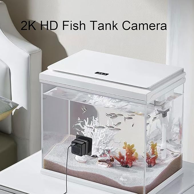 GOWENIC Fish Tank Camera, 2K HD 140 Wide Angle Anti WiFi Aquarium Camera with AI Motion Detection, for Reptile Terrarium Aquarium Breeding Tank