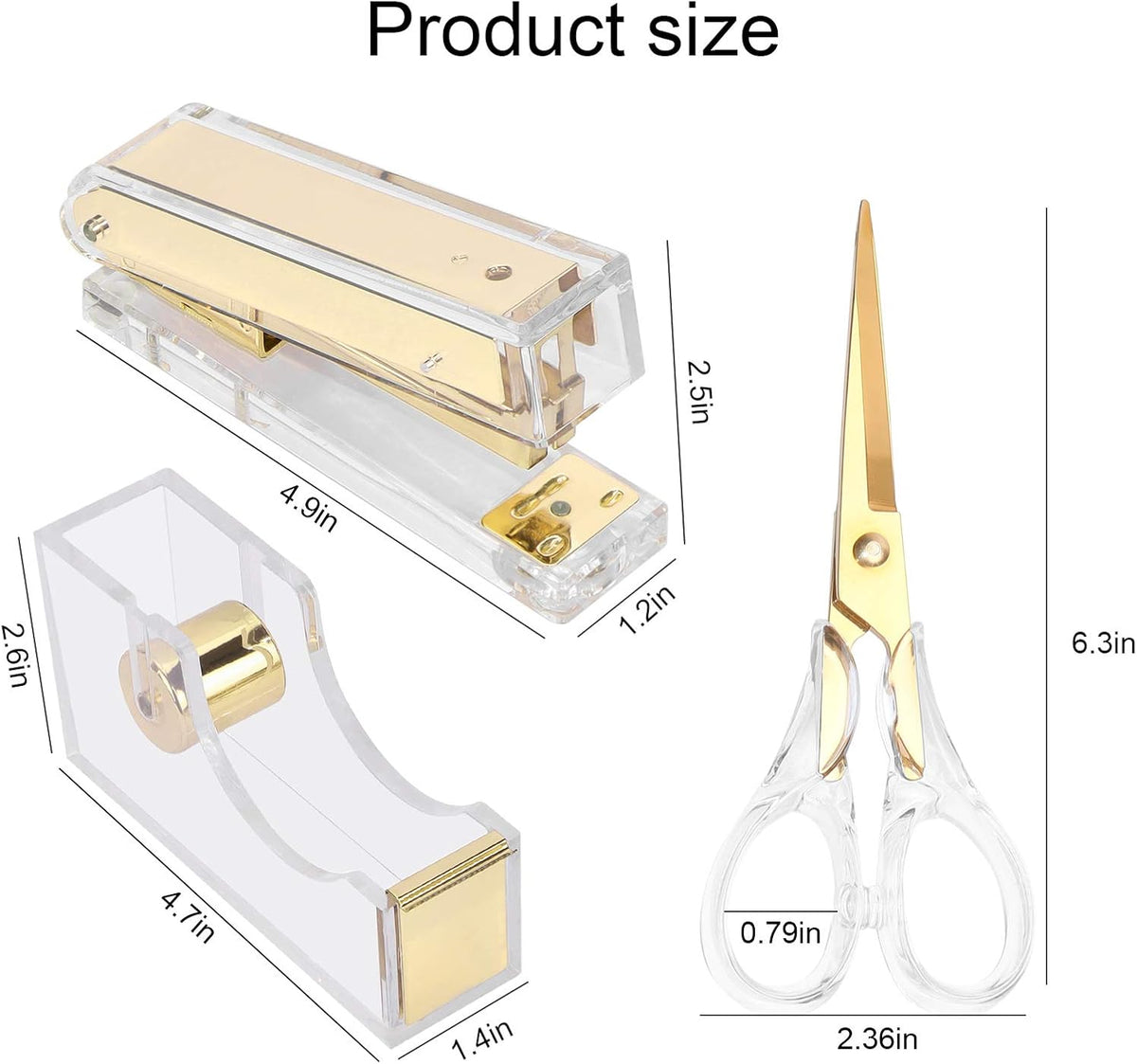 Buqoo Acrylic Stapler and Tape Dispenser Kit Desk Organize Accessories