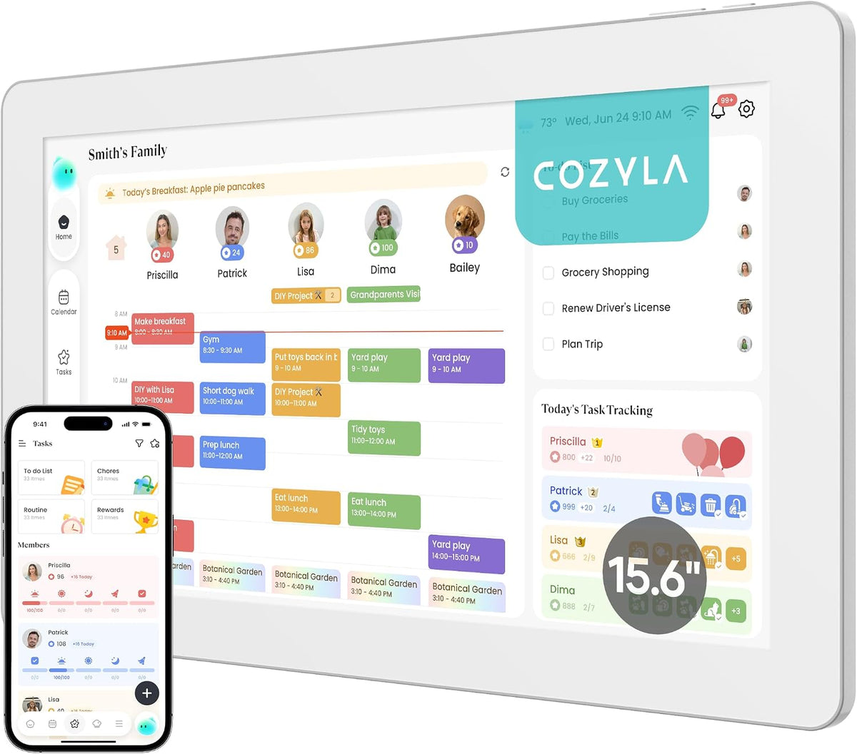 Cozyla Calendar Neo-15.6" Smart Digital Calendar Wall Touch Screen ＆ Desk