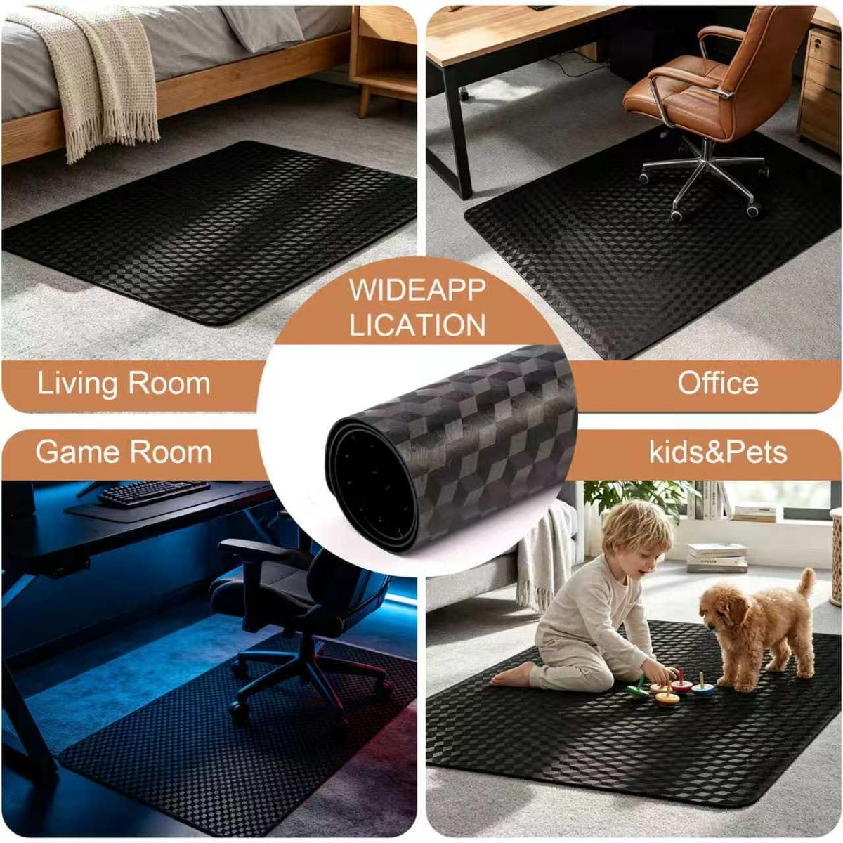 Office Chair Mat for Carpet - 36"x48" Heavy-Duty Protection for Low Pile Carpets - Not Suitable for Hardwood Floors,Black
