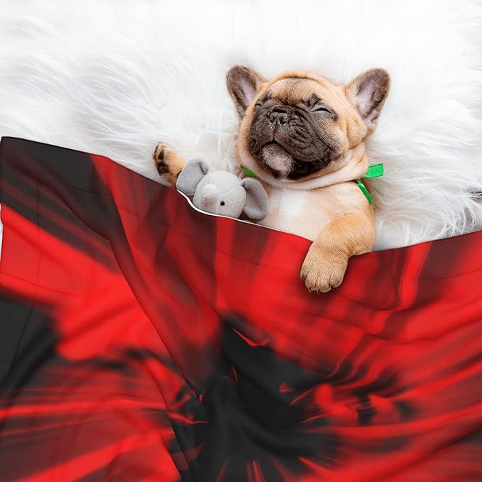 Waterproof Dog Blanket Soft Pet Blanket for Puppy Cat, Fleece Cat Throw Blankets for Furniture Bed Couch Sofa Reversible - The Red Head Skull