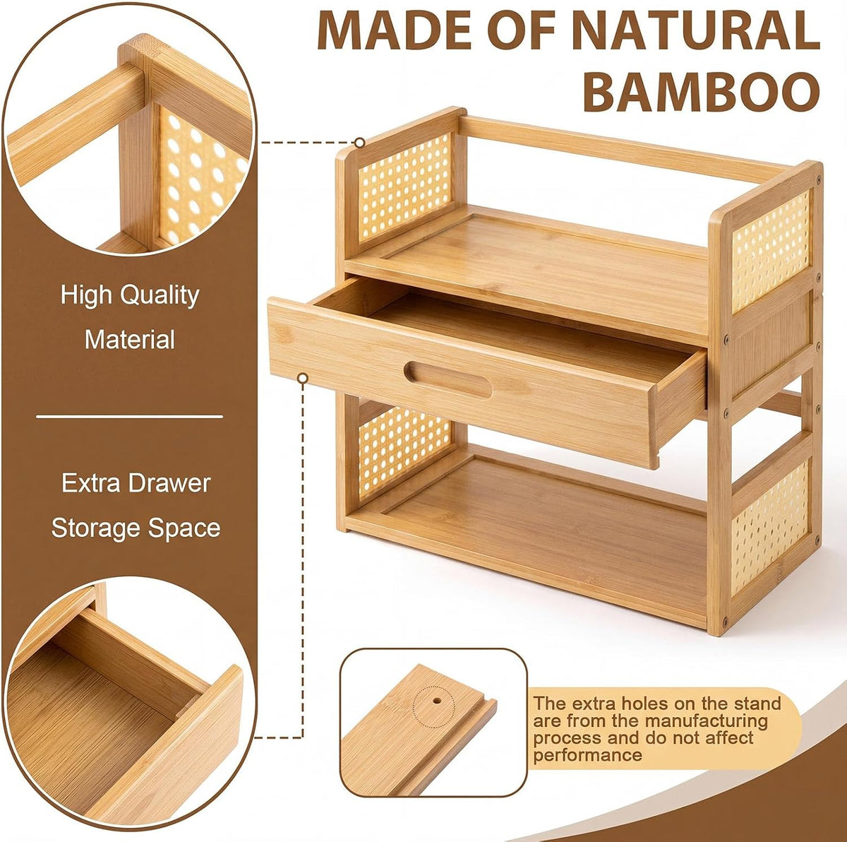 Yalikop Bamboo 2 Tier Matcha Station Organizer Coffee & Tea Station Stand