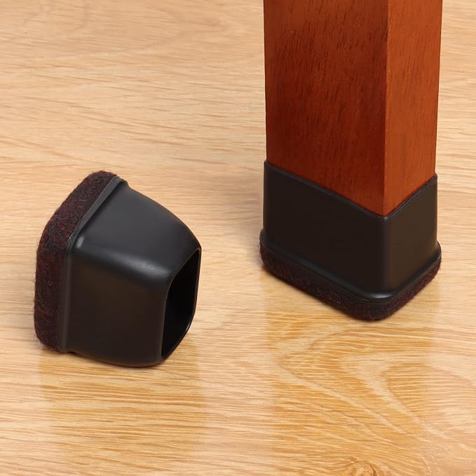 Ezprotekt 16 Pcs Rectangle Silicone Chair Leg Floor Protectors, Felt Rectangle