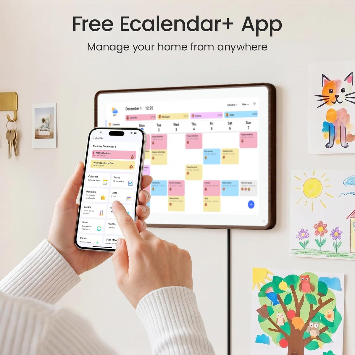 Digital Wall Calendar 15" Touch Screen, Electronic Family Planner Reminders
