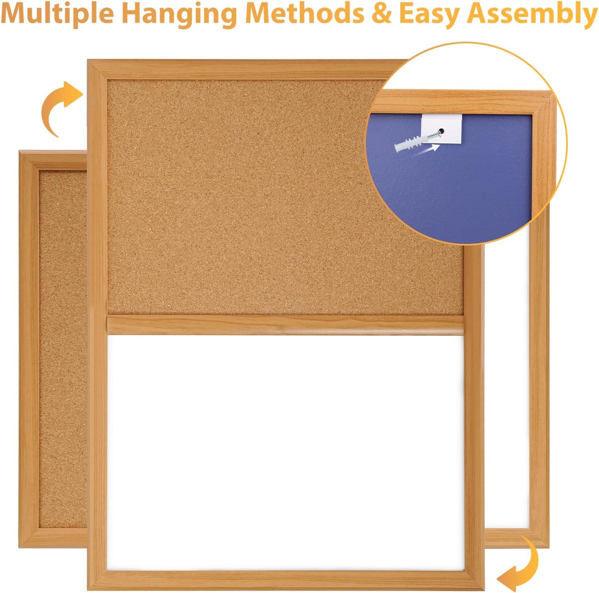 ARCOBIS Cork Board White Board Combo with MDF Wood Frame