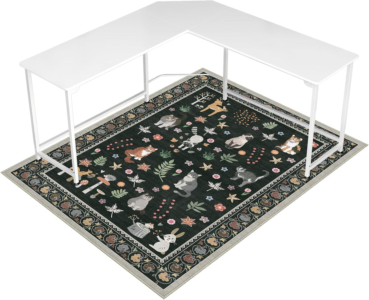 Office Chair Mat for Hardwood Floor & Tile Floor,48"X 60"-Colorful Animals