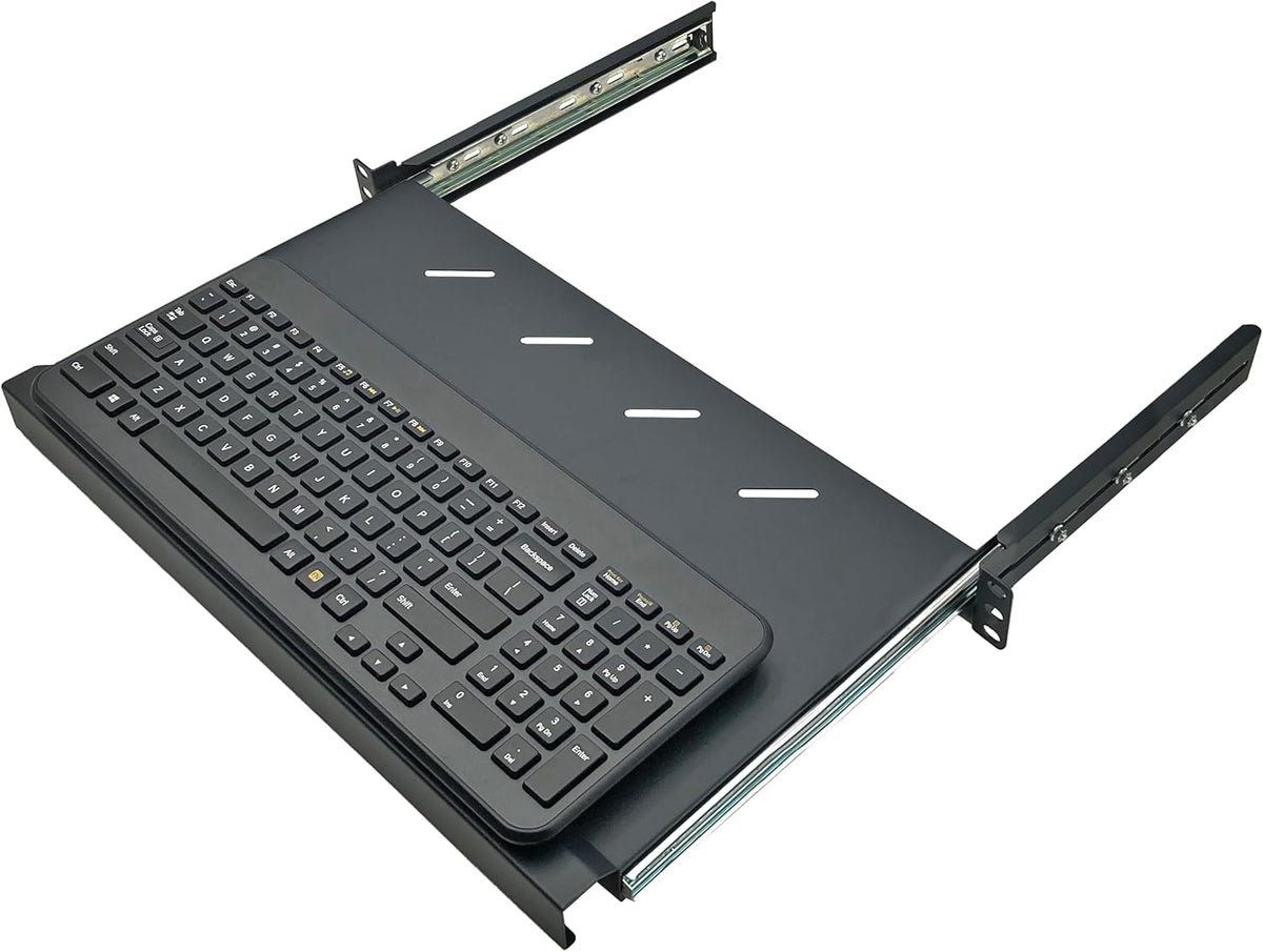 Electriduct 1U Keyboard Tray - Fully Extendable Universal 19" Rack Mount Sliding Shelf for Network Equipment Server Cabinet Enclosure with 3-Rail System and Mounting Hardware - 10.8" Deep