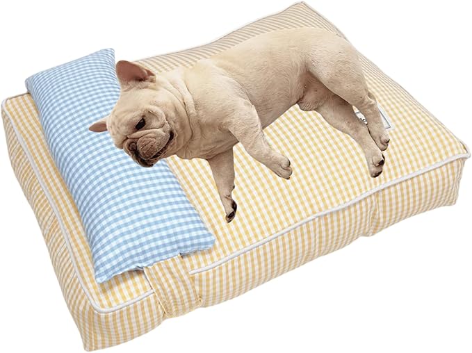 Dog Bed for Small Dogs, Dog Mattress with Pillow for Crate Kennel, Sofa Dog Bed, Super Soft Pet Bed for Medium, Small Dogs Breeds,Pet Bed Puppy Bed,Beds & Furniture (Yellow,Small)
