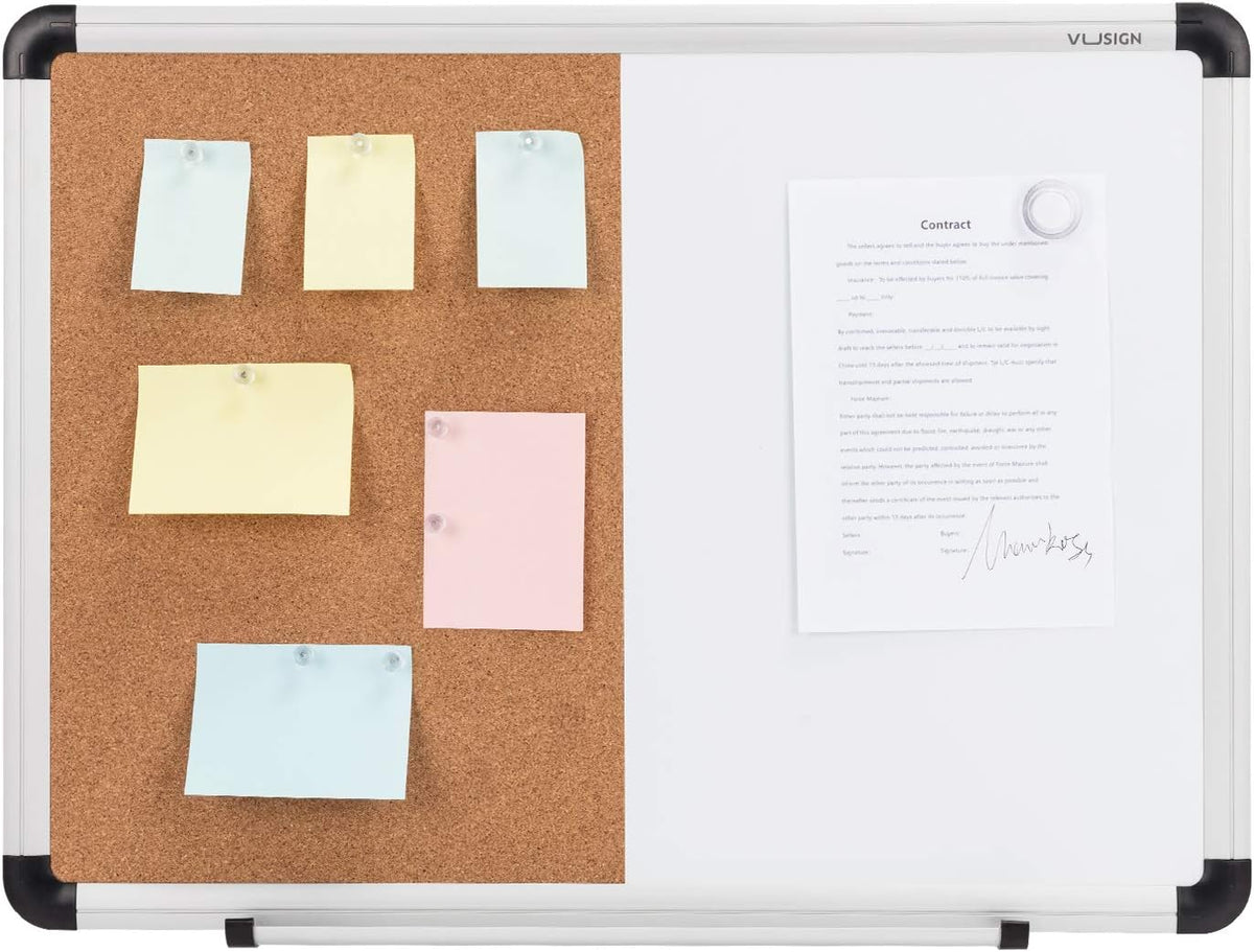 VUSIGN White Board and Cork Board Combination, 17" x 23"