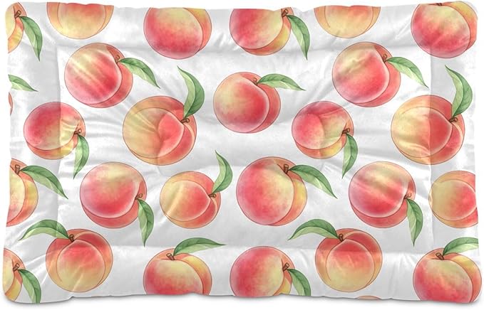 Emelivor Pink Peaches White Dog Cat Bed Washable Crate Pet Bed Anti-Slip Comfortable Breathable Crate Kennel Pad for Indoor Small Medium Large Dogs,36x24in