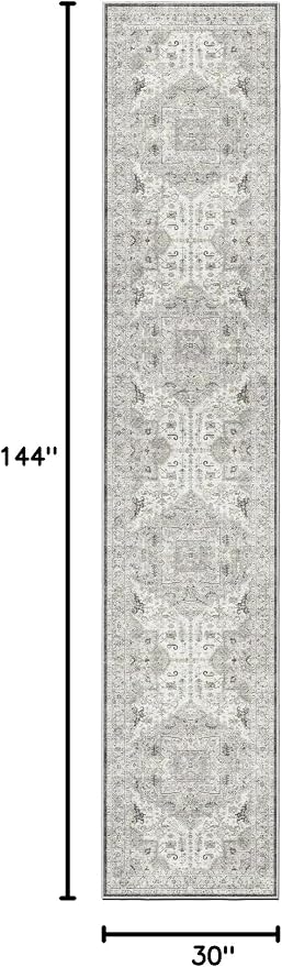 Madane Hallway Runner Rug 2'6''x12' Kitchen Runner, Non Slip Vintage Runners
