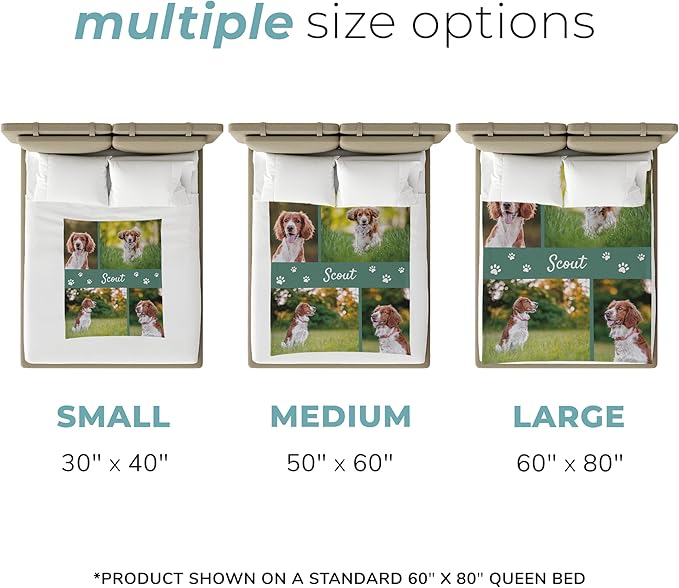 Prints Next Day – Custom 50" x 60" Plush Pet Lightweight Blanket with Multi-Photo Upload - Personalized with Pet Lightweight's Name - Gift for Dog or Cat Owners - Printed in America