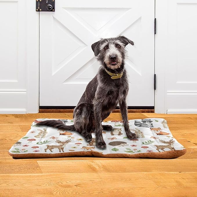 Emelivor Cute Animals Dog Cat Bed Washable Crate Pet Bed Anti-Slip Rectangle Comfortable Kennel Pads for Indoor Small Medium Large Dogs Cats,36x24in