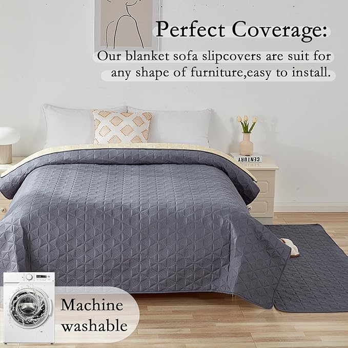 Waterproof Dog Bed Cover Pet Blanket, Soft Pet Couch Covers for Sofa Washable, Bed Couch Sofa Furniture Protector for Puppy Cat Kids (Grey,210 * 210 CM)