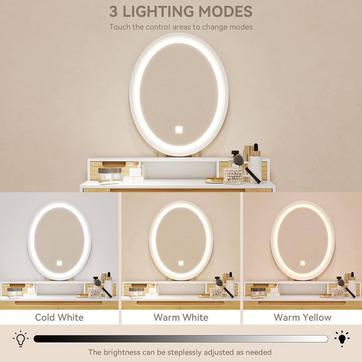 YOURLITE Small Makeup Vanity Desk with Mirror and Lights