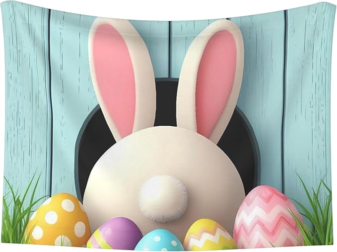 Waterproof Dog Blanket Soft Pet Blanket for Puppy Cat, Fleece Cat Throw Blankets for Furniture Bed Couch Sofa Reversible - White Bunny Bottom and Easter Eggs