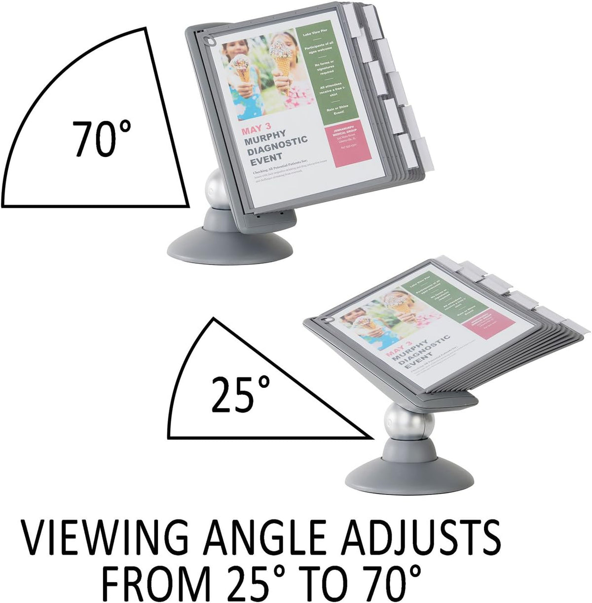 Durable Sherpa Desktop Reference System, 10 Panels, Gray