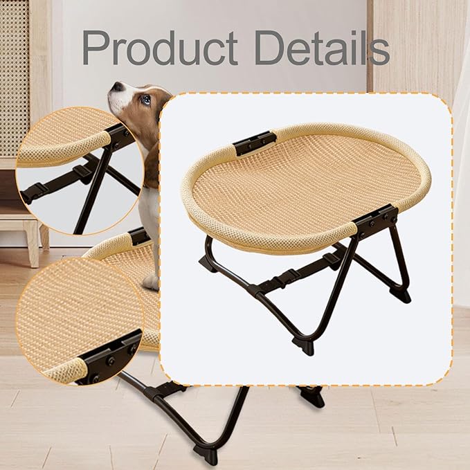 Elevated Pet Bed Furniture Lightweight Portable Gifts up Multifunctional Foldable Outdoor Accessory Pet Supplies, Hemps