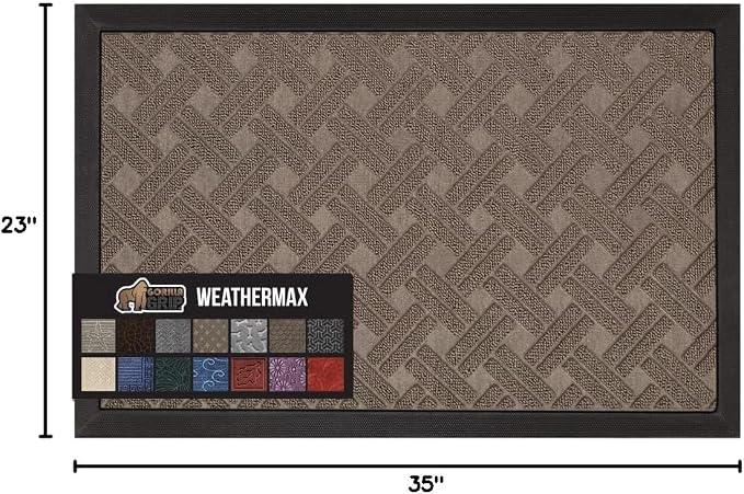 GORILLA GRIP 100% Waterproof All-Season WeatherMAX Doormat 35x23, US Designed