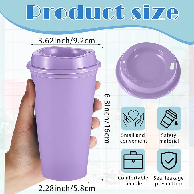 FillTouch 12 Pcs 16 oz Reusable Coffee Cups