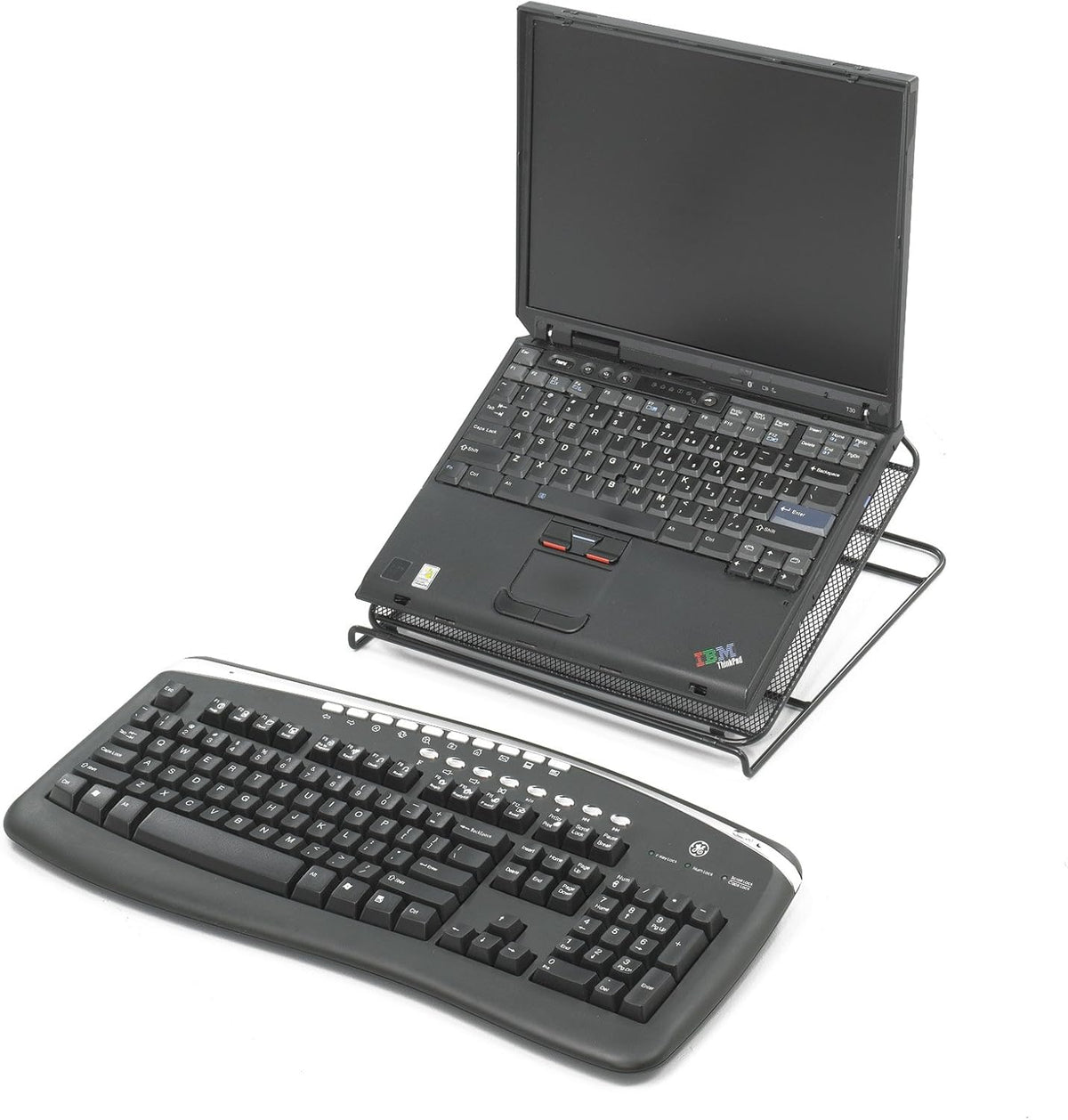 Safco 2161BL Onyx Mesh Adjustable Ventilated Tabletop Laptop Stand, Ergonomic Lift Stand' Black