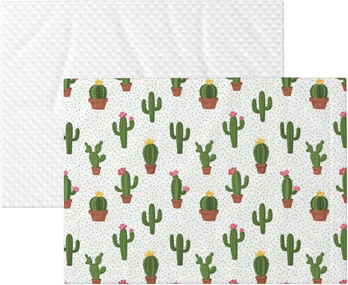 Two Sided Pet Cuddler Blanket for Anxiety Calming, Cactus Floral Bloom Flower Summer Tropical Watercolor, Reversible Plush Design with Bubble Dot Pattern Provides Familiar Surface Anywhere
