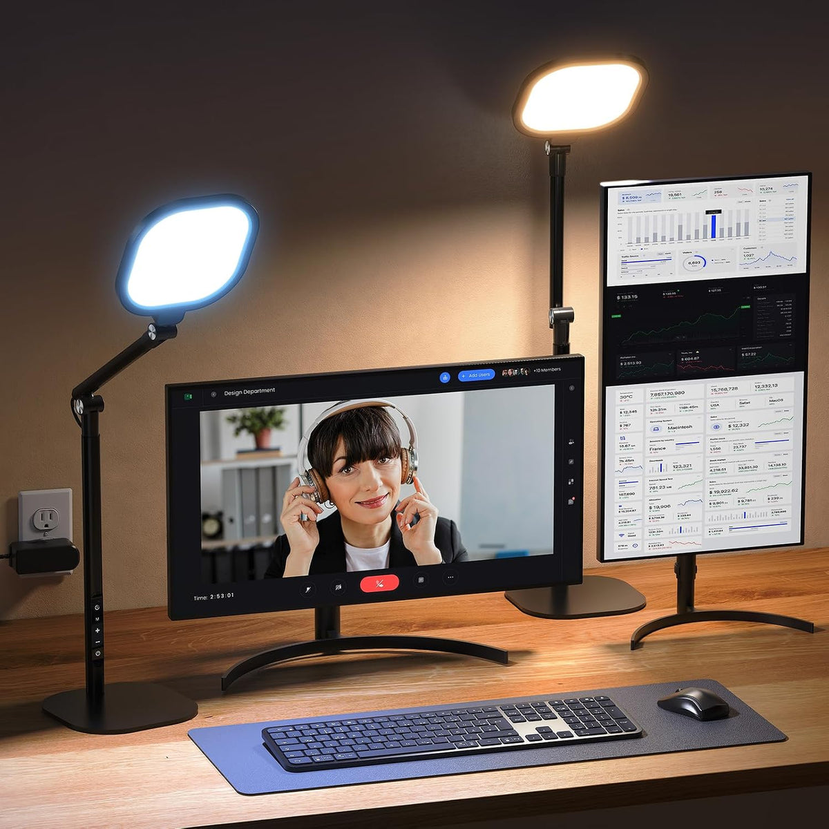 LitONES Tall LED Desk Lamps Home Office, Edge-Lit Eye-Care, 50 Light Modes