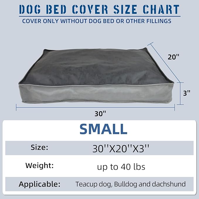 Dog Bed Cover, Comfortable and Quiet Dog Bed Covers for Pet Mat Bed,Washable Removable Cover，Faux Leather Pet Nest, 30" L x 20" W x 3" H ，Cover Only