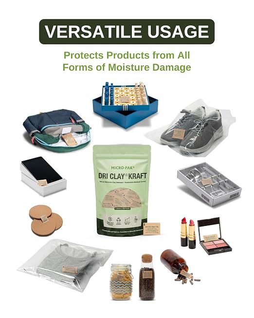 Micro-Pak Dri Clay Kraft, Highest Moisture Absorption Desiccant Packs, Silica