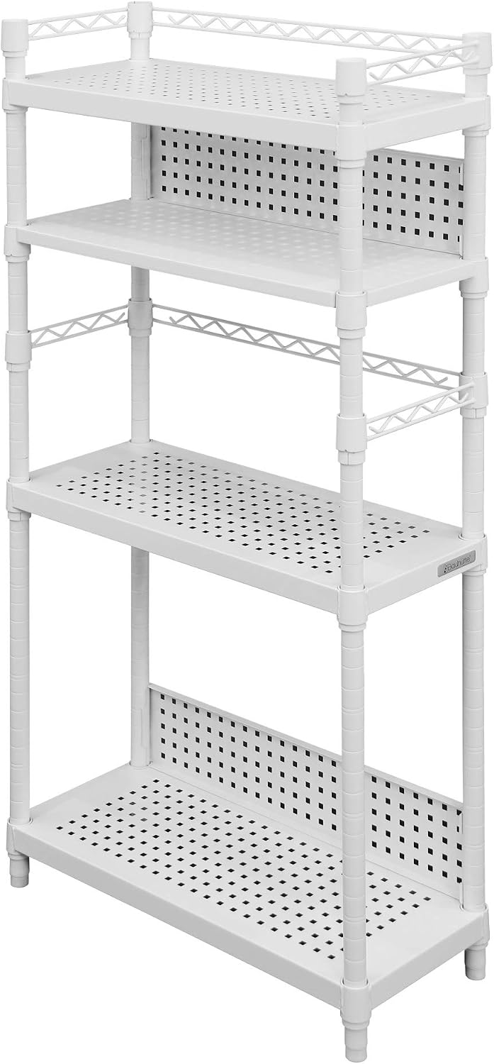 Bauhutte BHS-600SM-WH Desk Side Rack, Computer Rack, PC Rack, Width 23.8 x Depth 10.0 x Height 47.2 inches (60.5 x 25.5 x 120.5 cm), White