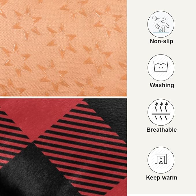 Red and Black Buffalo Plaid Christmas Pet Bed Cute Dog Bed Mat Absorbing Non Slip Pad Pet Sleeping Mat for Small, Medium, and Large Dogs Puppy Cat 24 in x 18 in