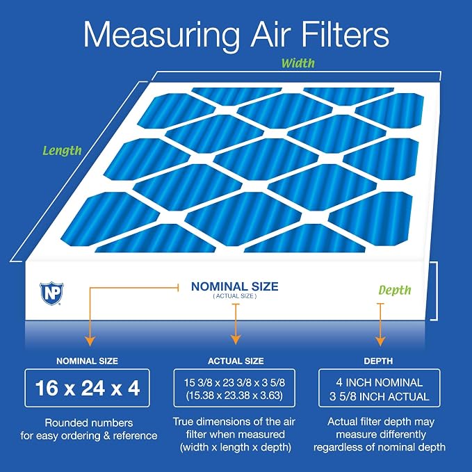 Nordic Pure 16x24x4 Pleated Air Filters MERV 7 Plus Carbon 6 Pack