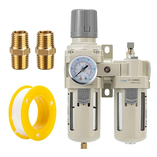 1/2" NPT Air Compressor Oil-Water Separator, Air Pressure Regulator, Compressed
