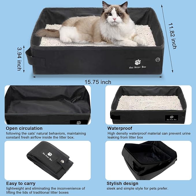 Soft-Sided Cat Carrier with Litter Box for Traveling & Camping, Pet Bag Fit Pets Up to 20lbs,17.7' * 11.8 * 11.8 inches Cat Travel Carrier Purple