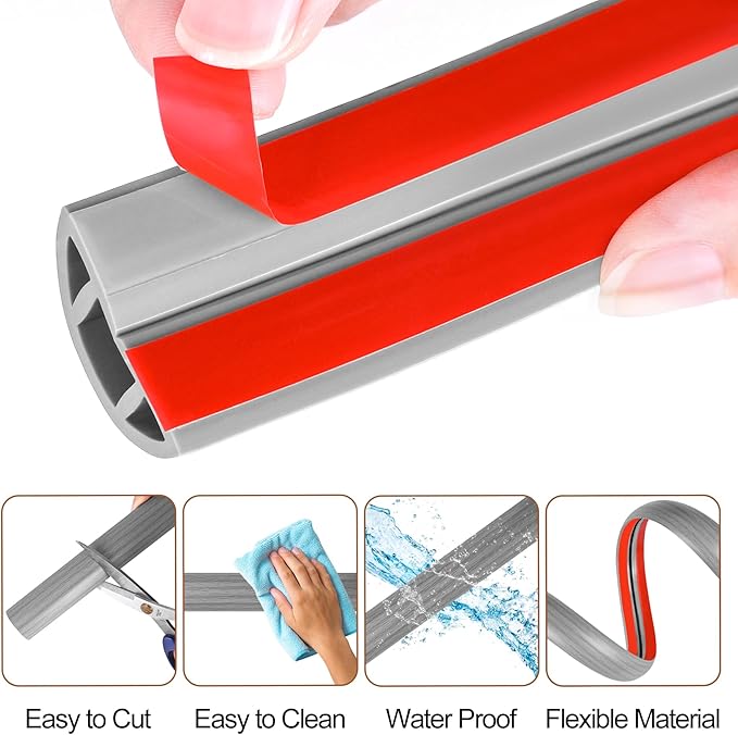 MYFAMIREA 5FT Floor Cord Cover for Wire Self Adhesive Cable Cavity Management PVC Extension Cord Hider Power Floor Wire Protector Cover Prevent Cable Trip for Office Home Outdoor (Gray Wood, 1.97'')