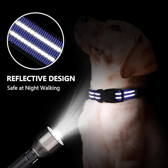 Martingale Dog Collar, Adjustable Nylon Reflective Collar with Quick Release Buckle (Royal Blue, Large)