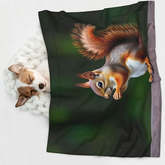 Waterproof Dog Blanket Soft Pet Blanket for Puppy Cat, Fleece Cat Throw Blankets for Furniture Bed Couch Sofa Reversible - Squirrels Eating Peanuts On The Tree
