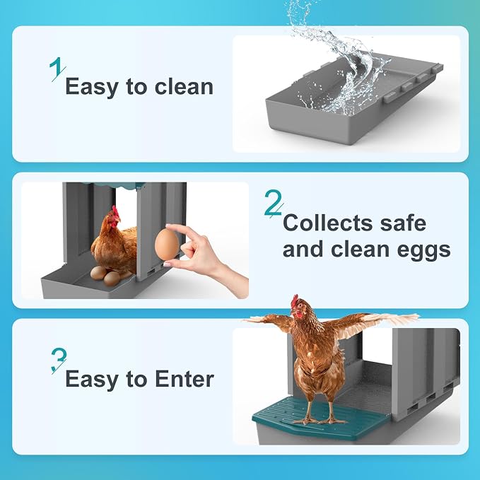 AUTENS Chicken Nesting Boxes, 1 Hole Laying Boxes, 1 Nest Mat, Plastic Roll