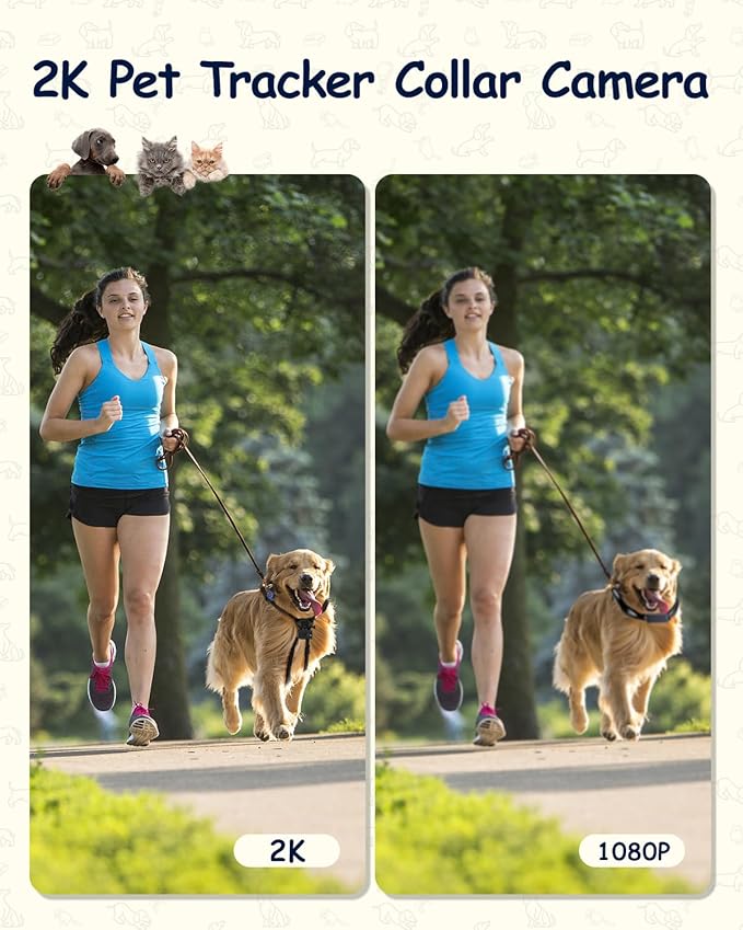 2K Pet Collar Camera with Phone 32GB SD Card 20MP Dog Collar Camera, PetCamera with Remote, Accessories Newly Upgraded Multifunctional ActionCamera